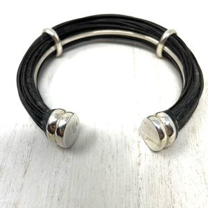 CHARLES CREIG sterling silver and rubber cuff bracelet, made in South Africa